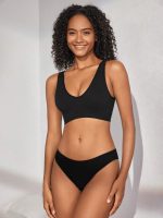 SHEIN Swim Women's Solid Color Bikini Set For Summer Beach & Swimming Pool