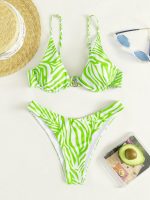 Swim 2-Piece Women's Sexy Zebra Print Bikini Swimsuit Set, Summer Beach
