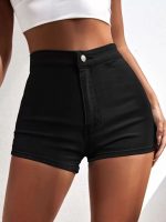 SHEIN Summer Outfits High Waist Skinny Denim Shorts