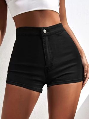 SHEIN Summer Outfits High Waist Skinny Denim Shorts