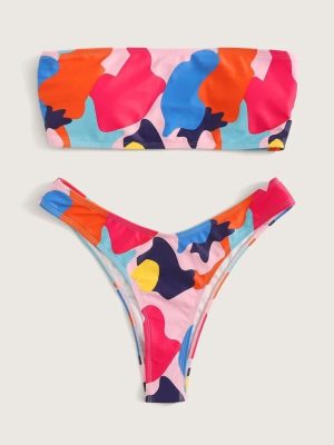 SHEIN Women Set With Detachable Wide Strap, Fashion Beach Holiday Swimwear
