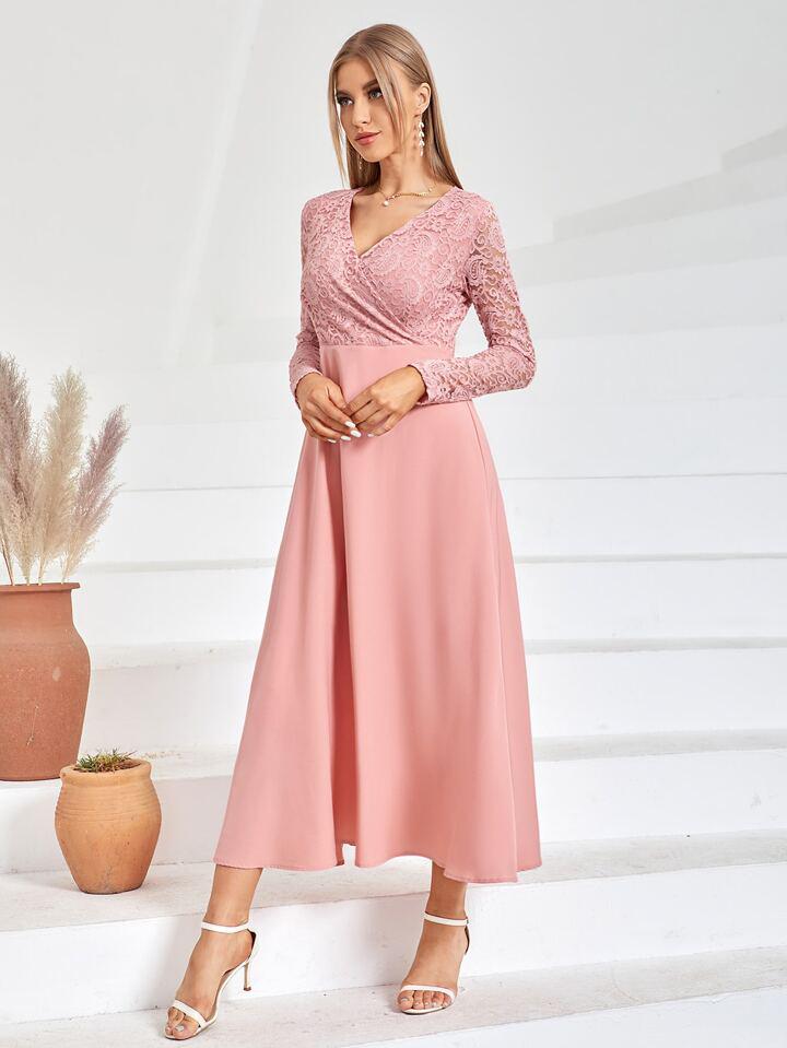 SHEIN Contrast Lace Dress