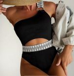 SHEIN Swim Summer Beach   Backless One-Piece Swimsuit