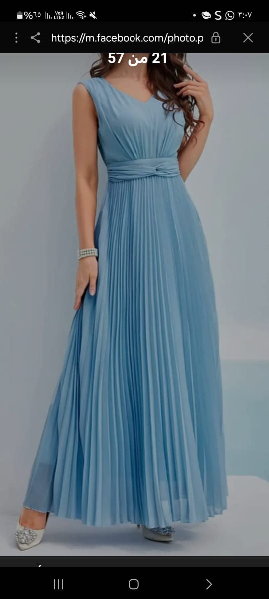 SHEIN Twist Waist Pleated Hem Dress Maxi Women Outfit - الصورة 3