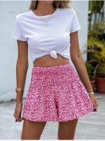 Breezaya Ditsy Floral Shirred Wide Leg Shorts