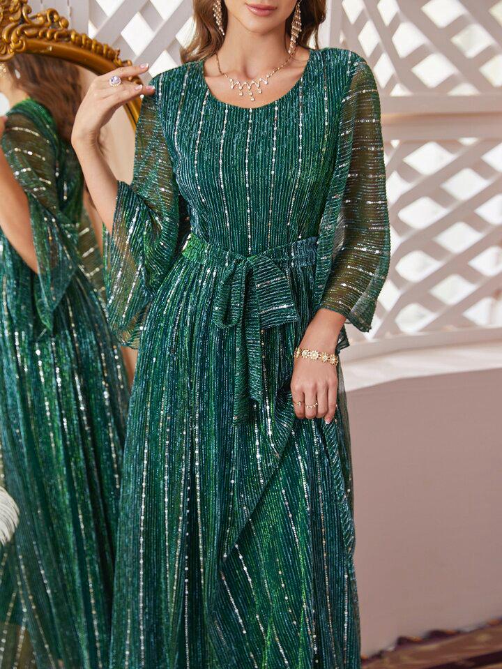 SHEIN Allover Print Belted Dress - الصورة 8