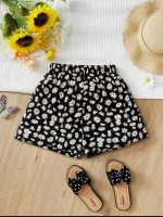 SHEIN Tween Girl Fashionable A-Line Shorts With Flower Pattern