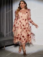 SHEIN Butterfly Appliques Sweetheart Neck Puff Sleeve Mesh Dress