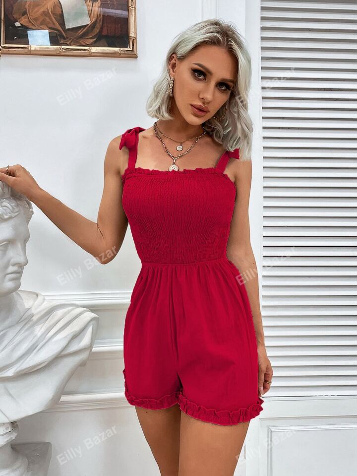 SHEIN Tie-Shoulder Romper - الصورة 4
