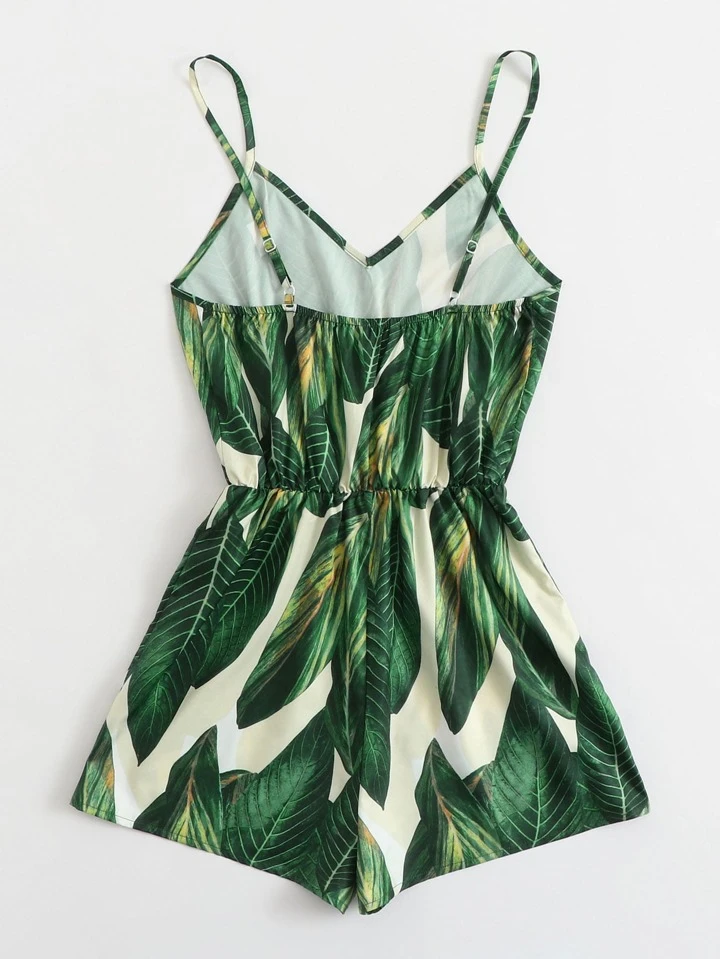 SHEIN Women Vacation Tropical Print Romper - الصورة 3
