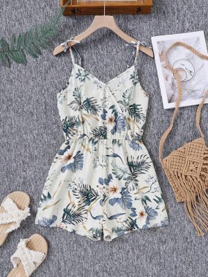 SHEIN Beach Floral Print Short Cami Romper