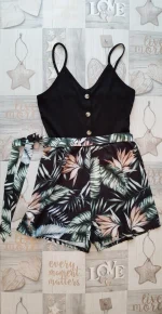 SHEIN Tropical Print Paper Bag  Summer Romper