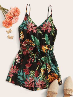 SHEIN Tropical Print Romper