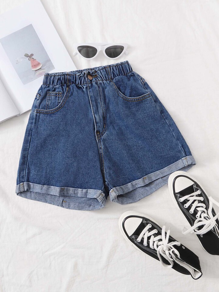 SHEIN Turn Up Hem Denim Shorts
