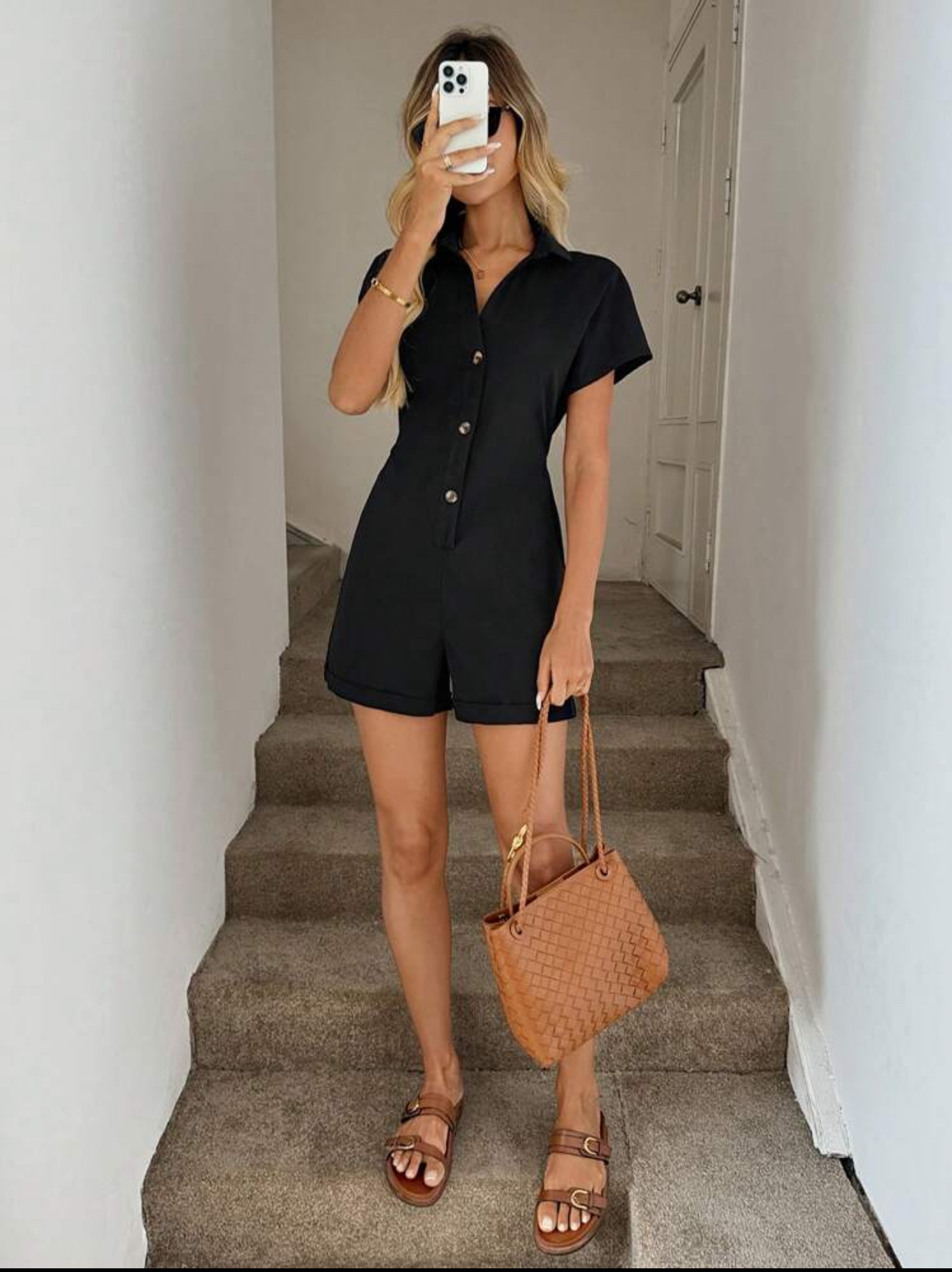 SHEIN Button Front Romper - الصورة 3