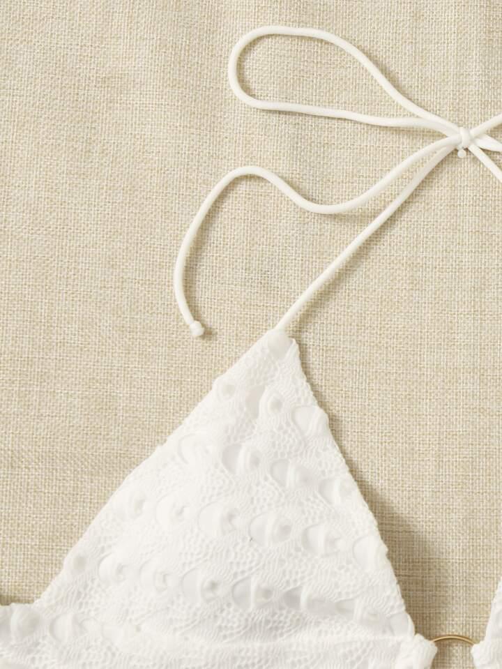 SHEIN ICON Ring Linked Tie Backless Halter Top & Skirt - الصورة 4