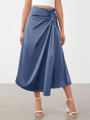 BizChic Twist Front Satin Skirt Workwear