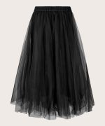 SHEIN Tall Women's Solid Color Pleated Tulle Skirt