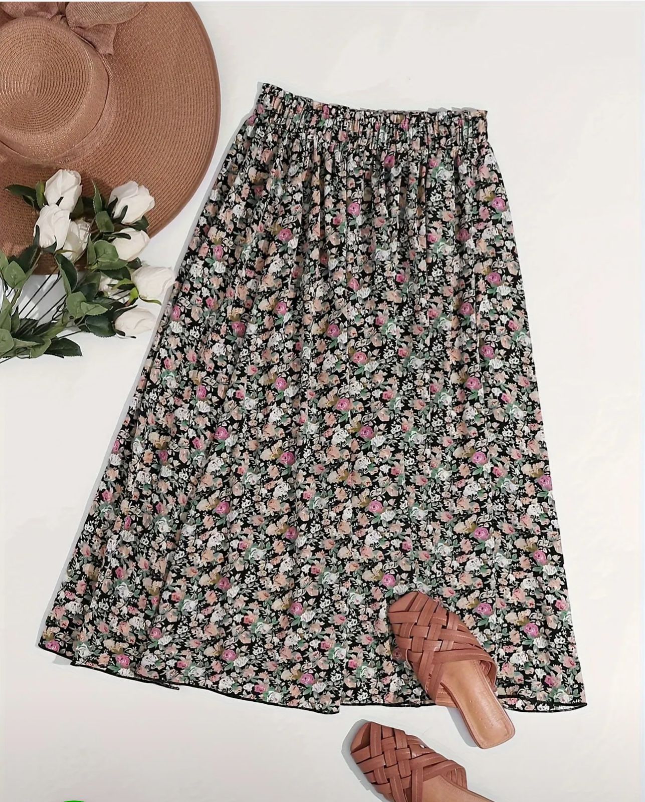 SHEIN Holidaya Ditsy Floral High Waist Flared Skirt - الصورة 2