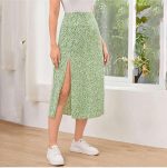 ‎SHEIN VCAY Chrysanthemum Print Skirt Tie Slit for Thigh‎