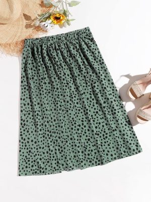 Plus Allover Print A-line Skirt