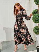 Floral print self-tie Shein dress