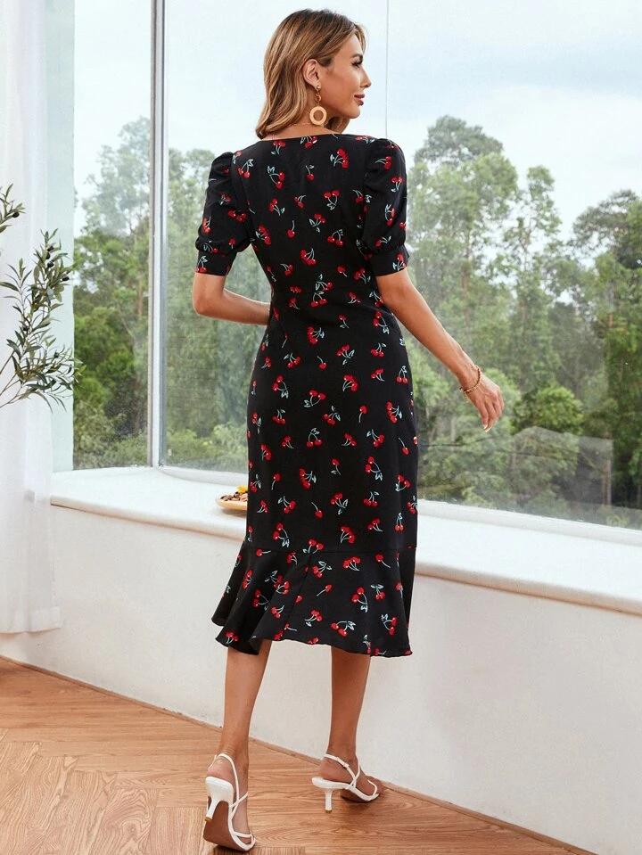 Cherry black SHEIN dress - الصورة 3