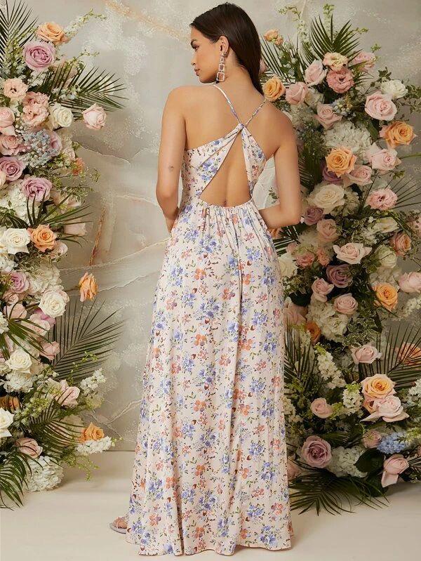 Floral Print Split Dress - الصورة 3