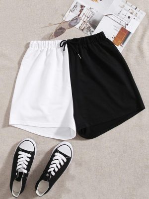 Two Tone Elastic Waist Shorts