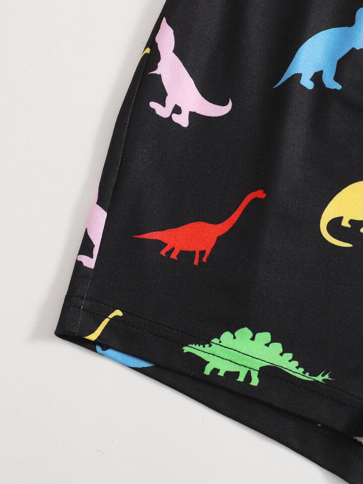 SHEIN Dinosaur Print Shorts - الصورة 2