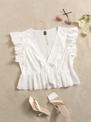 Butterfly sleeve peplum blouse