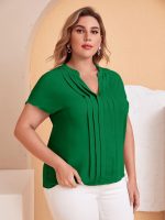 SHEIN Clasi Notched Neckline Solid Blouse