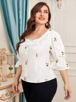 ‎SHEIN Tops Plus Size Contrast Corset Polka Dot Elegant‎