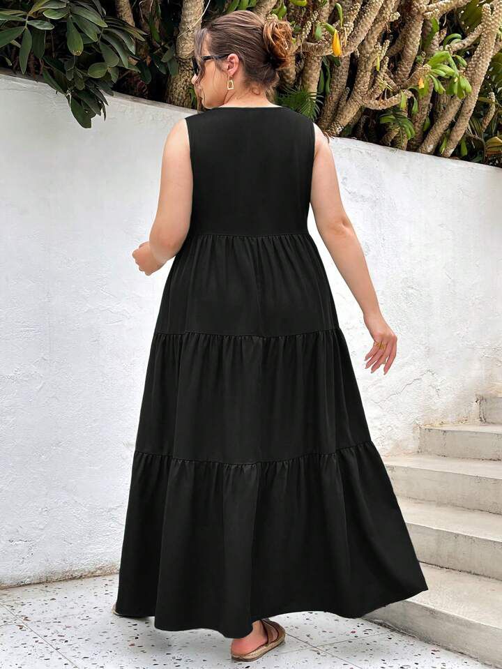 SHEIN Essnce Plus Size Women's Summer Casual Holiday Easter Loose Pocket Long Dresses - الصورة 4