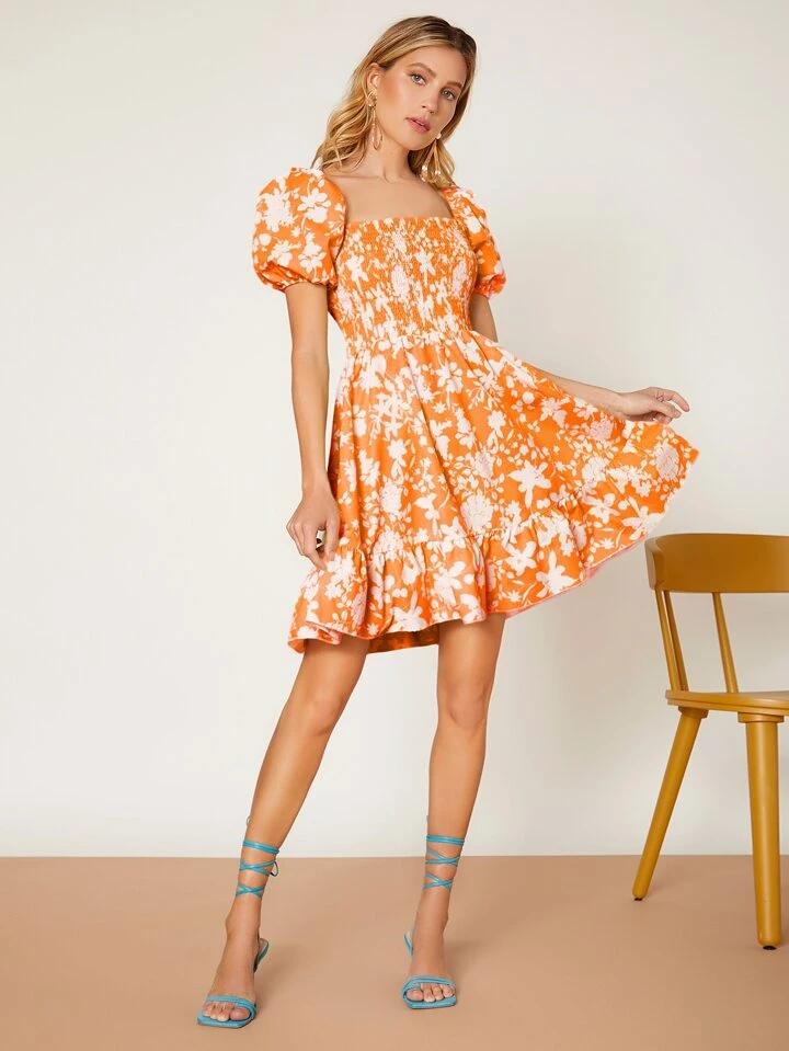 women's tropical dresses Allover Floral Print - الصورة 5