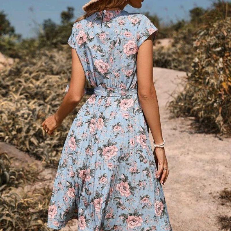 Floral belt dress - الصورة 7