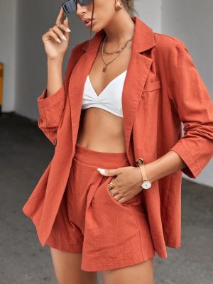Women's Blazer Suit + Office Shorts 2 Piece Suit Jacket