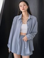 DAZY Drop Shoulder Shirt With Wide Leg Shorts,Women Two Piece Sets