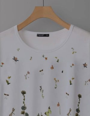 SHEIN Plants & Butterfly Print Batwing Sleeve