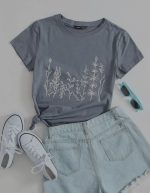 SHEIN Girl Plants Printed T-shirt