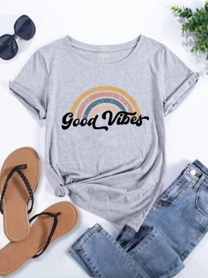 Women Rainbow Printed Casual Round Neck Short Sleeve T-Shirt