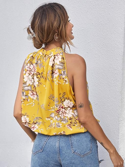 Women Multicoloured Floral Print Crepe Blouson Top - الصورة 4