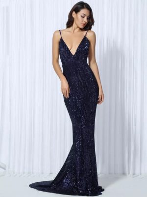 SHEIN Backless Navy Formal Dress
