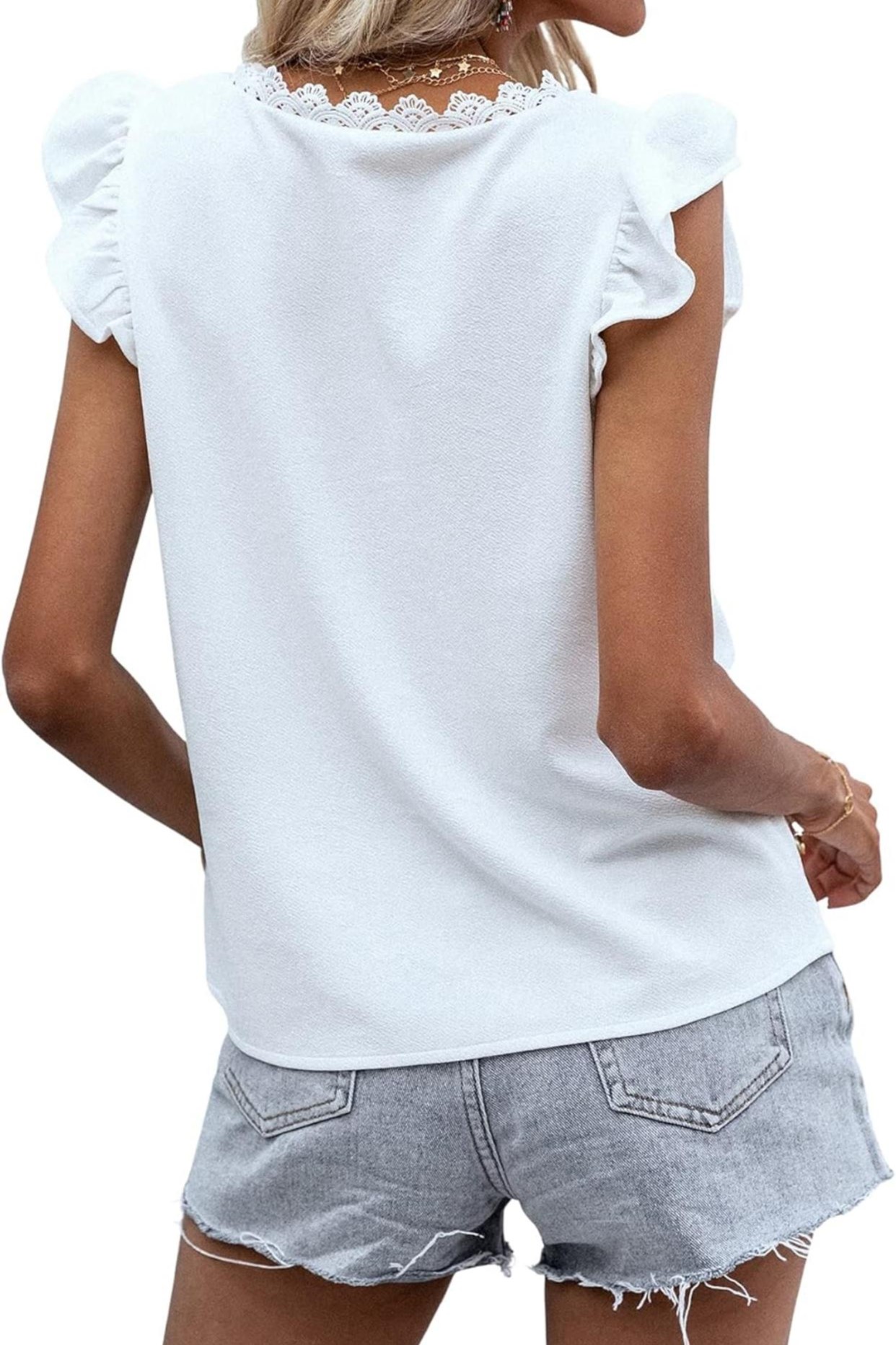 Breezaya Solid Contrast Lace Top - الصورة 4