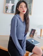  summer blouses for women Button Through Textured