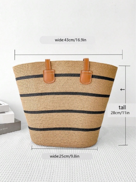 Straw Bags for Wome Beach Straw Crossbody Handmade Shoulder Travel - الصورة 2