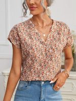 SHEIN Frenchy Ditsy Floral V Neck Top