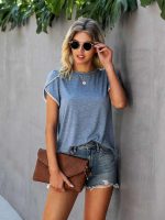 SHEIN Unity Petal Sleeve Round Neck Tee