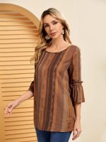 ‎Rose Sleeve Striped Blouse‎