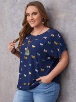 EMERY ROSE Plus Butterfly Print Dolman Sleeve Top